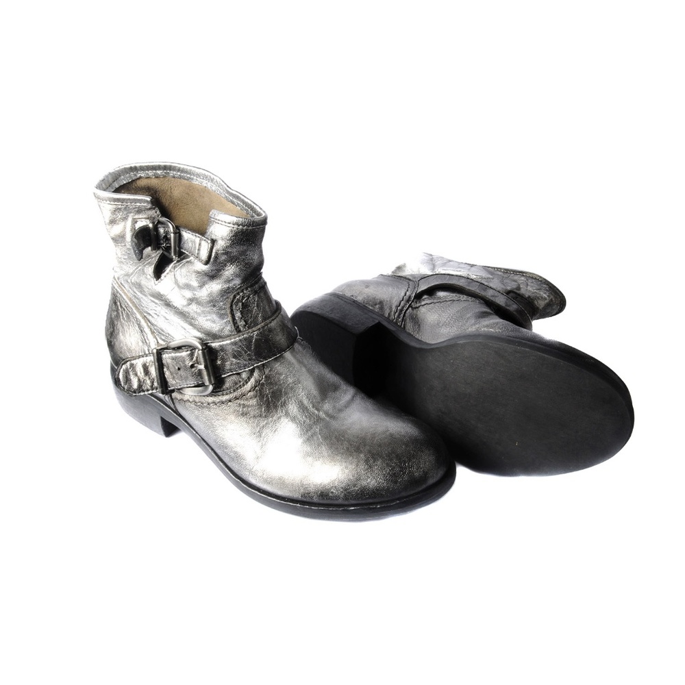 Biker inspired Ankle boots in Silver leather  NEW! - Picture 4 of 4